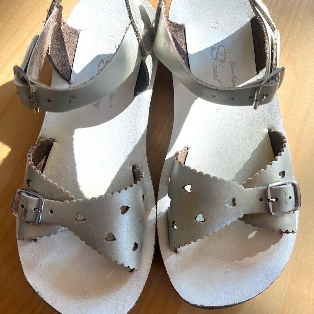 Saltwater Sandals - Sun-San Sweetheart in Silver - Size 13